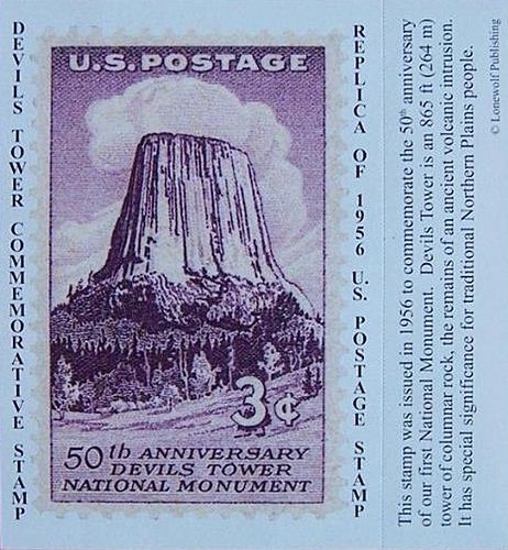 Devils Tower NHA I Devils Tower 1956 Replica Stamp