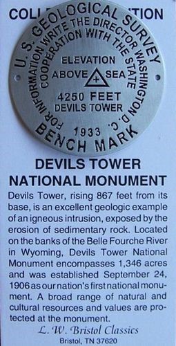 Devils Tower Benchmark Hiking Stick Medallion